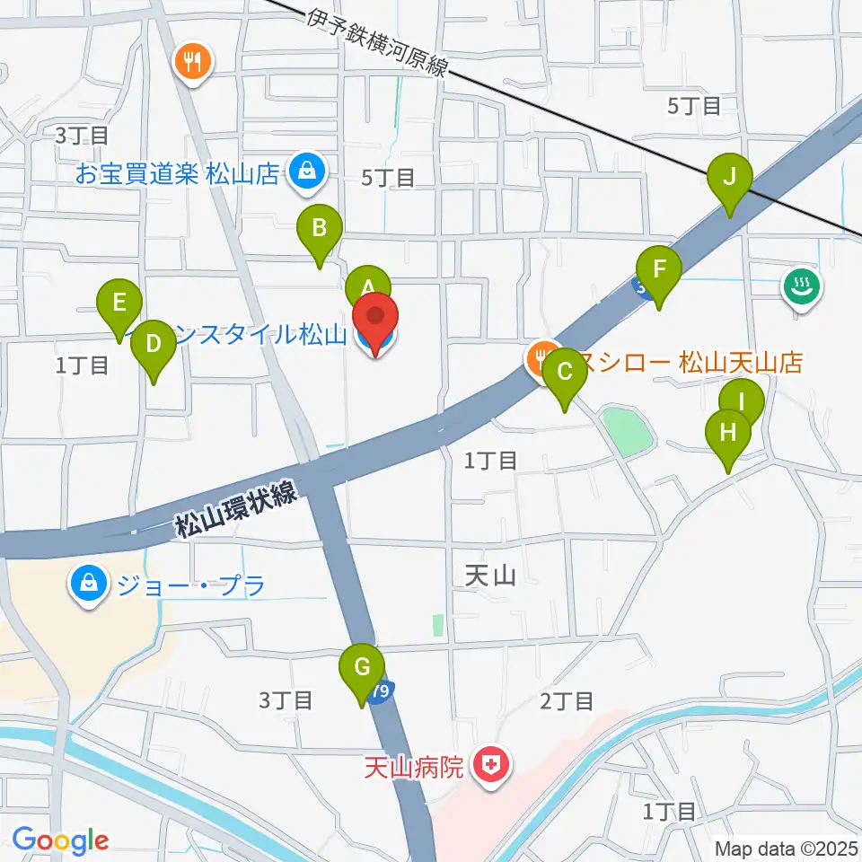 イオンスタイル松山センター ヤマハミュージック周辺の駐車場・コインパーキング一覧地図