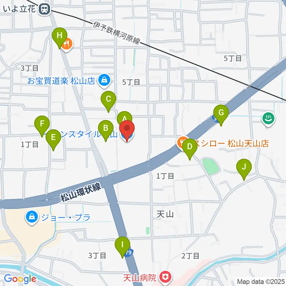 イオンスタイル松山センター ヤマハミュージック周辺の駐車場・コインパーキング一覧地図