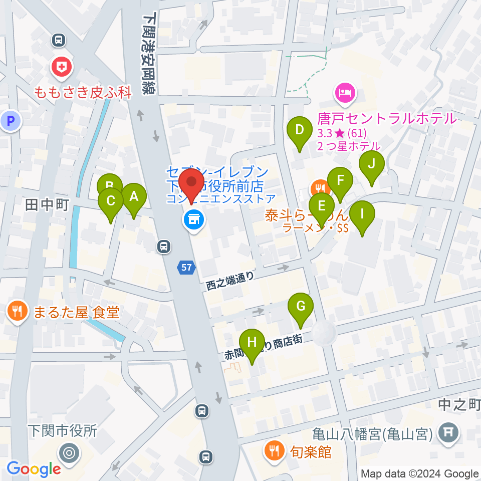 下関十字堂楽器店本店周辺の駐車場・コインパーキング一覧地図