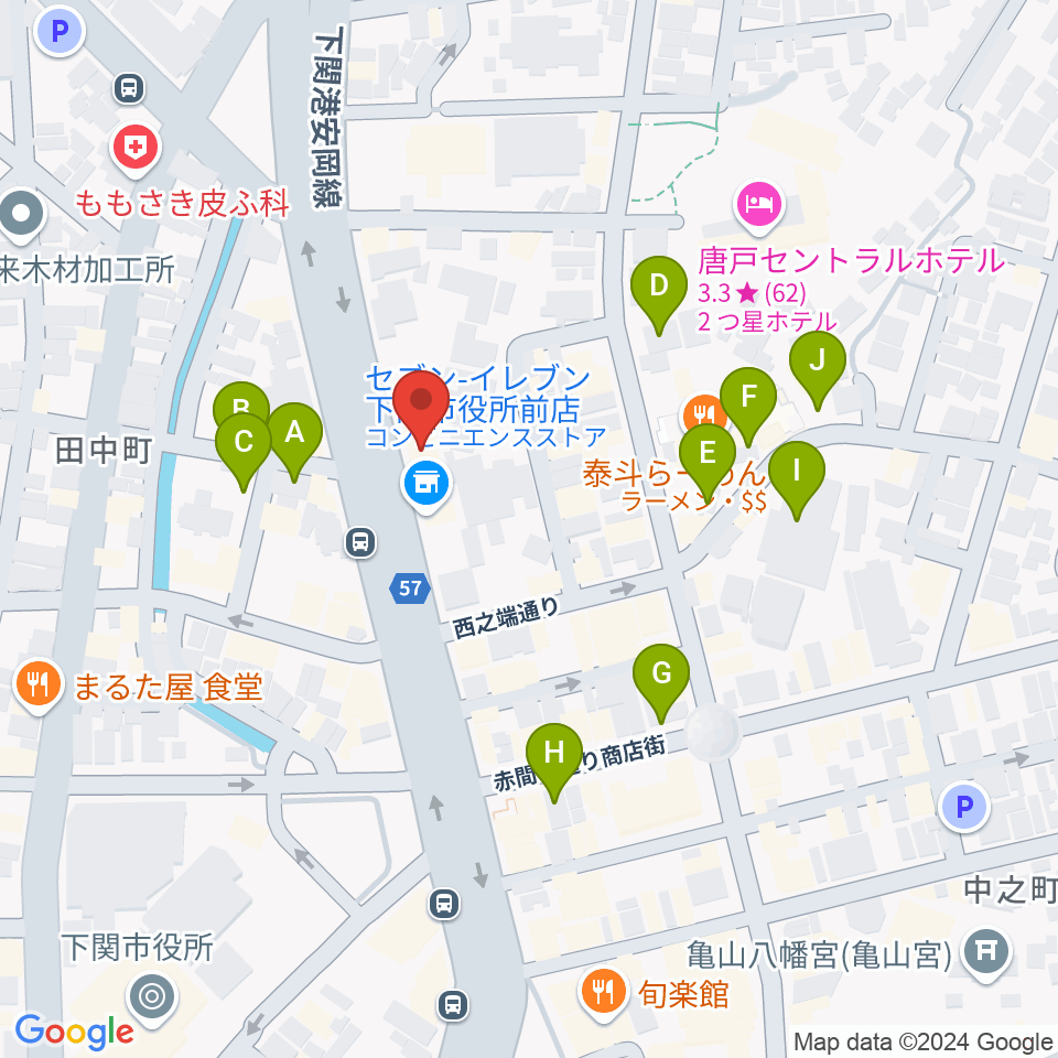 下関十字堂楽器店本店周辺の駐車場・コインパーキング一覧地図