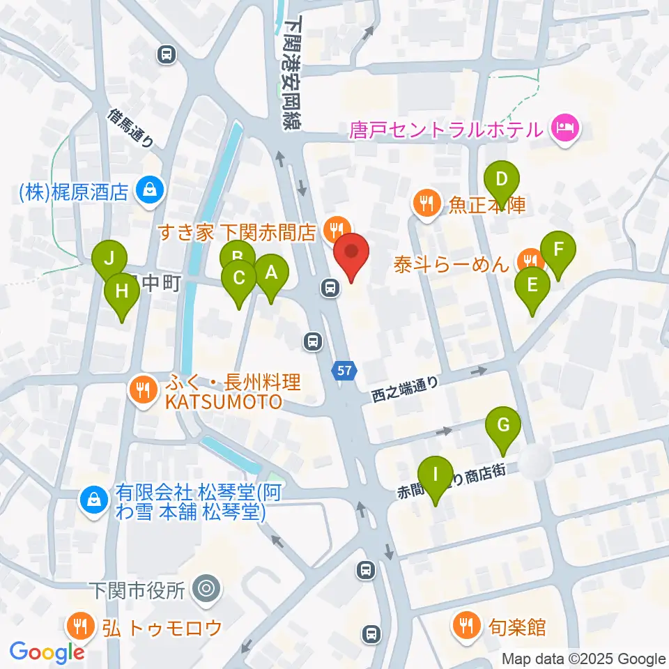 下関十字堂楽器店本店周辺の駐車場・コインパーキング一覧地図