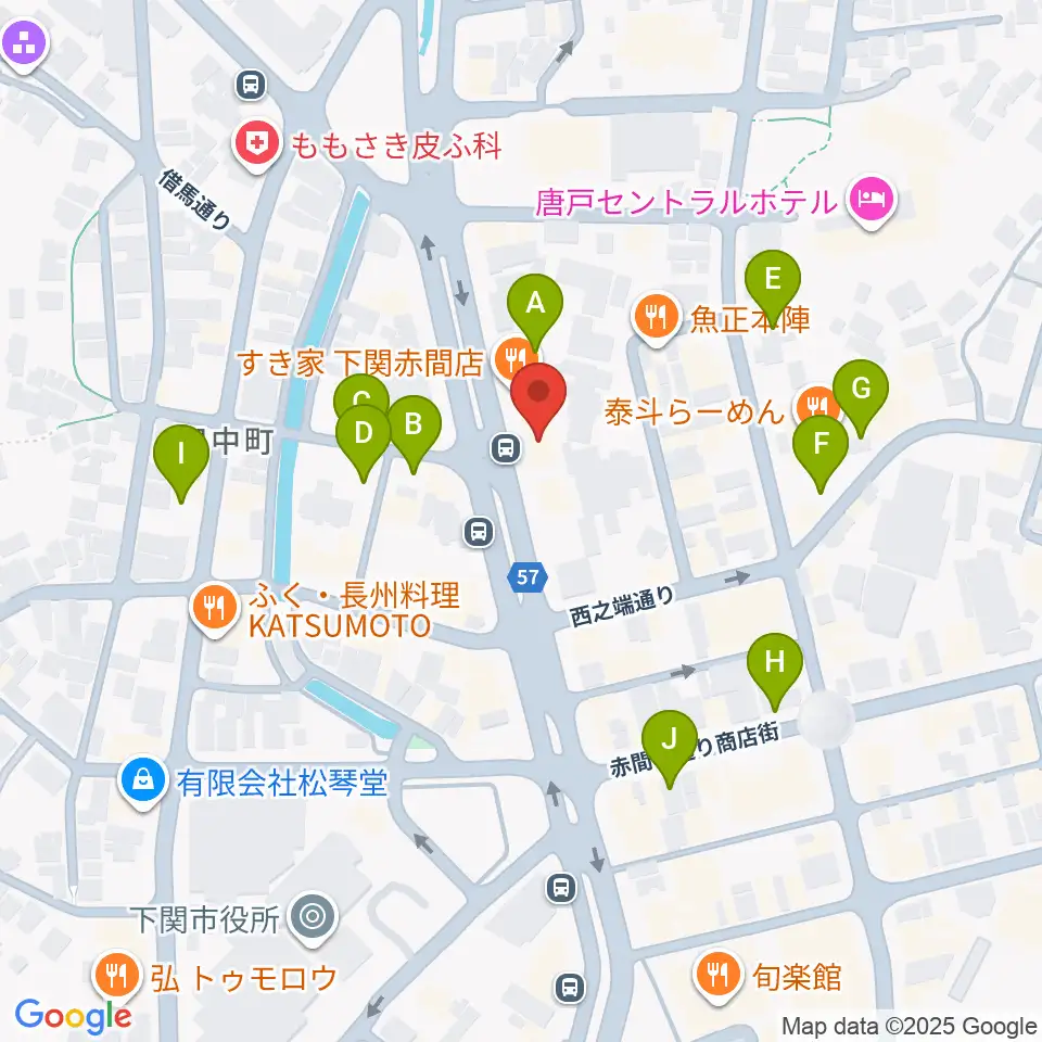 下関十字堂楽器店本店周辺の駐車場・コインパーキング一覧地図