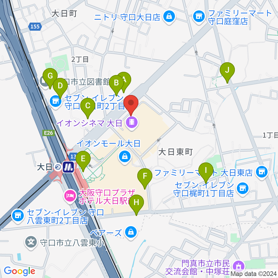 島村楽器 イオンモール大日店 周辺の駐車場・コインパーキング一覧地図