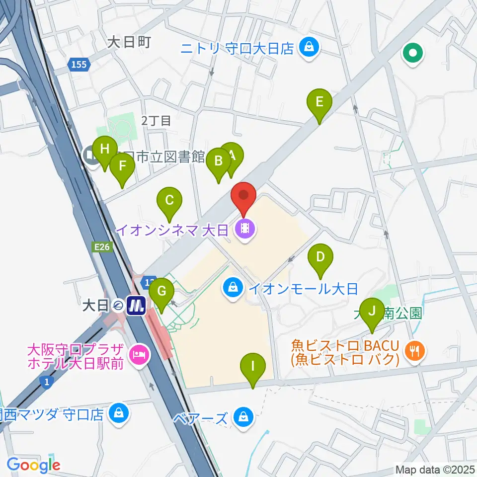 島村楽器 イオンモール大日店 周辺の駐車場・コインパーキング一覧地図