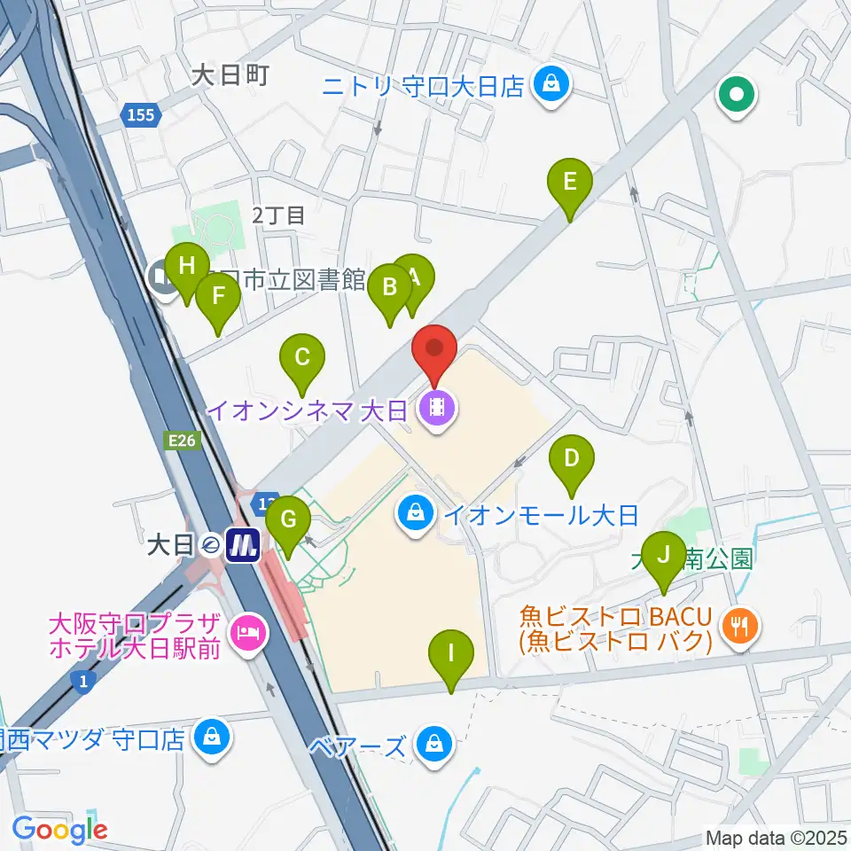 島村楽器 イオンモール大日店 周辺の駐車場・コインパーキング一覧地図