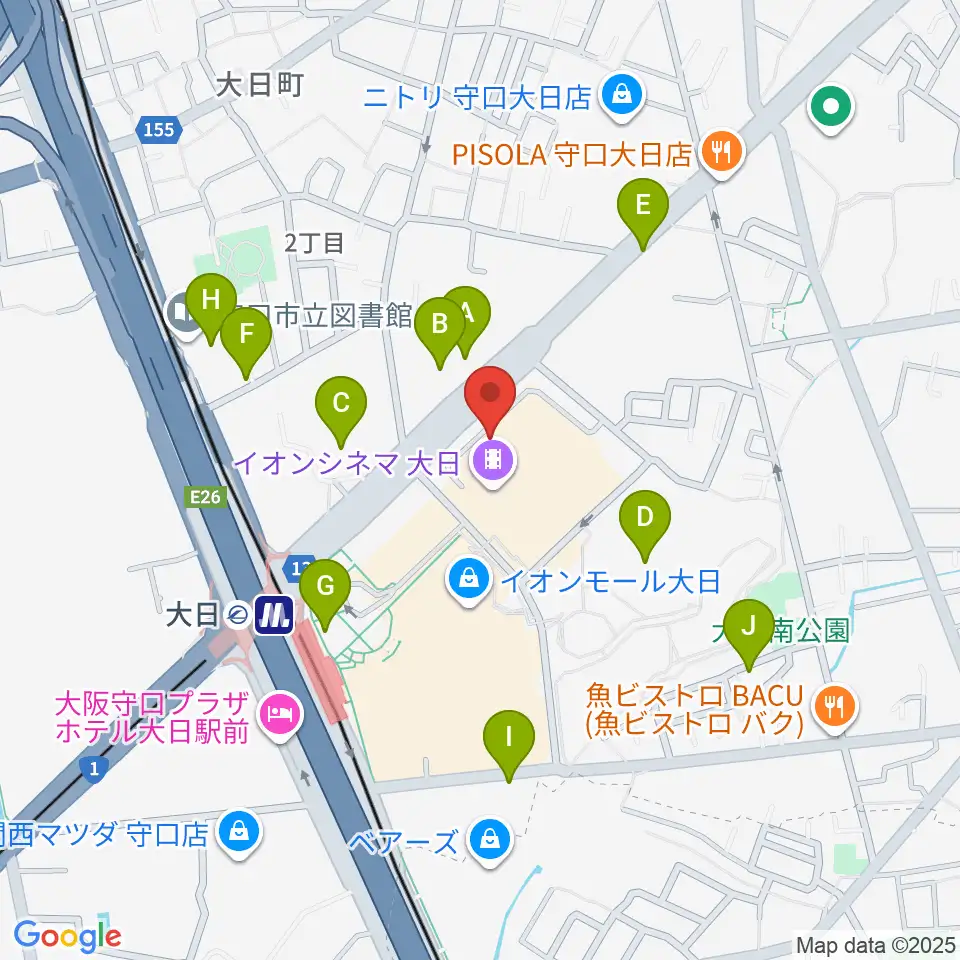 島村楽器 イオンモール大日店 周辺の駐車場・コインパーキング一覧地図