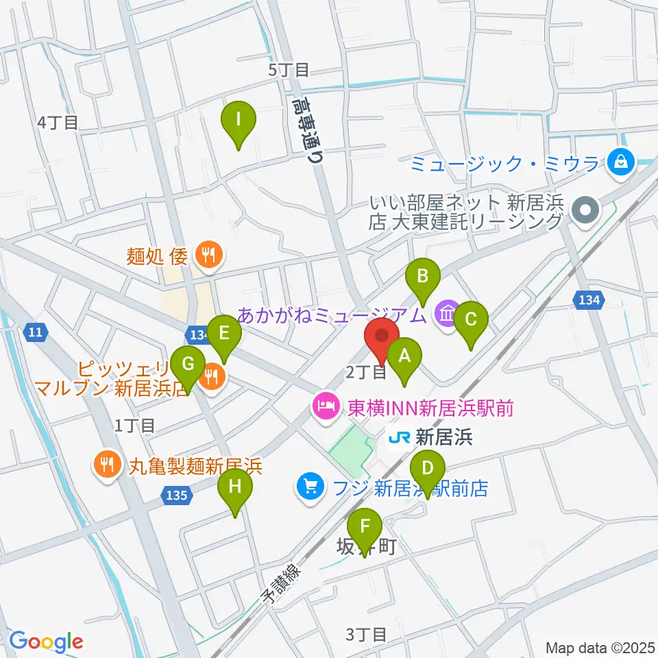 新居浜センター ヤマハミュージック周辺の駐車場・コインパーキング一覧地図