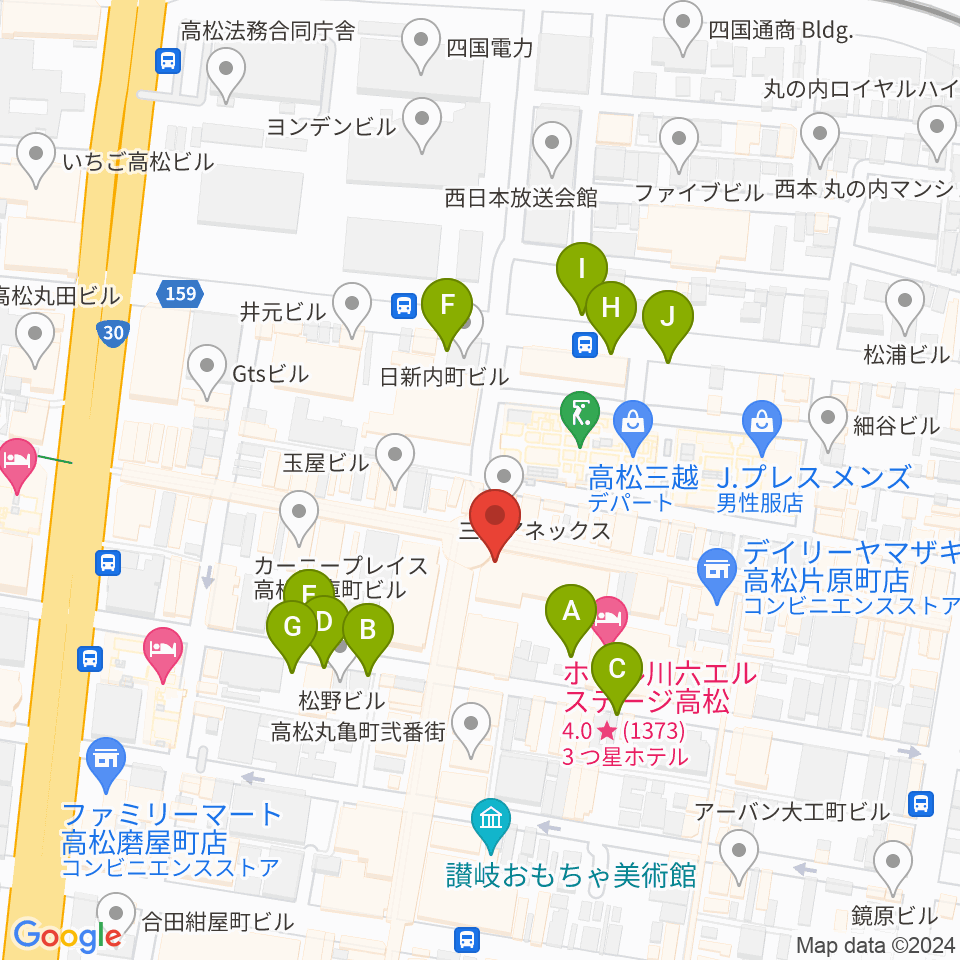 ミュージックアベニュー高松周辺の駐車場・コインパーキング一覧地図
