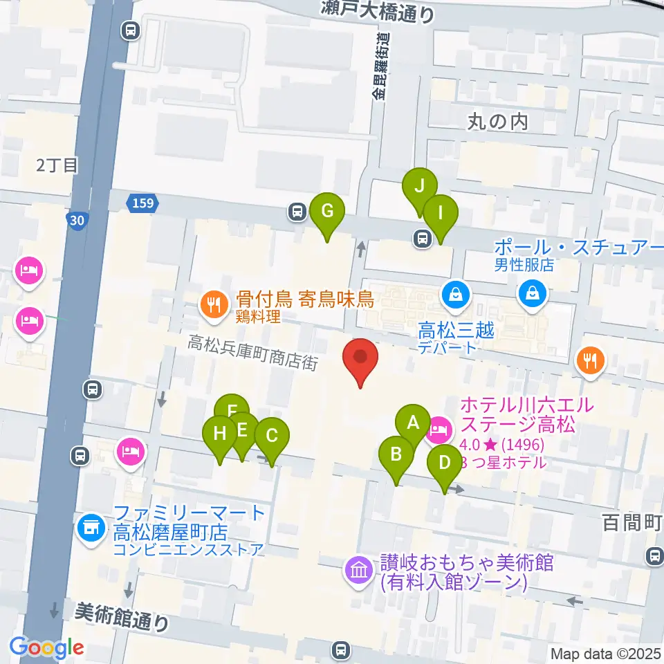ミュージックアベニュー高松周辺の駐車場・コインパーキング一覧地図