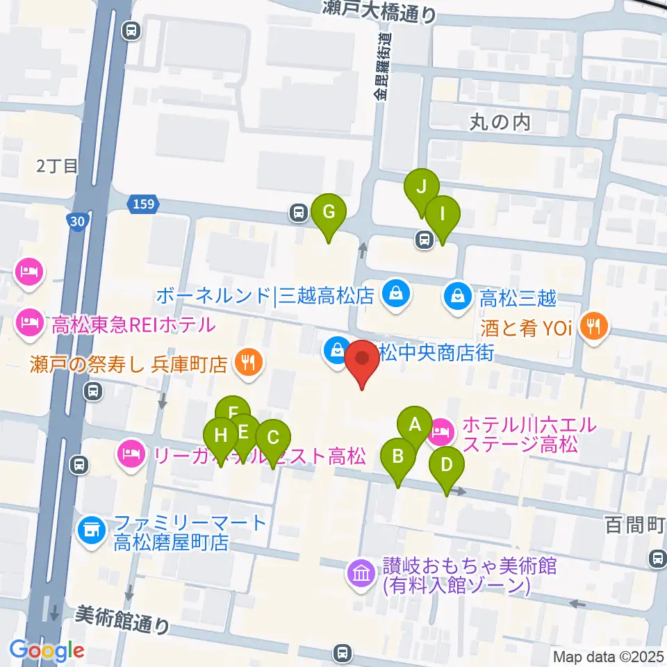ミュージックアベニュー高松周辺の駐車場・コインパーキング一覧地図