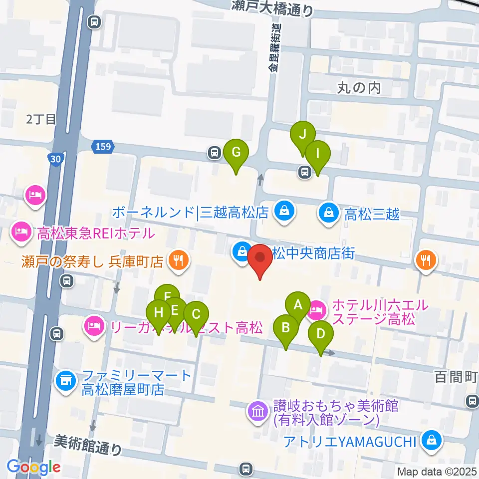 ミュージックアベニュー高松周辺の駐車場・コインパーキング一覧地図