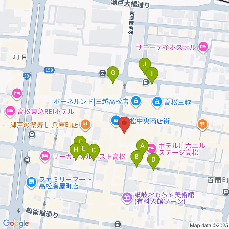 ミュージックアベニュー高松周辺の駐車場・コインパーキング一覧地図