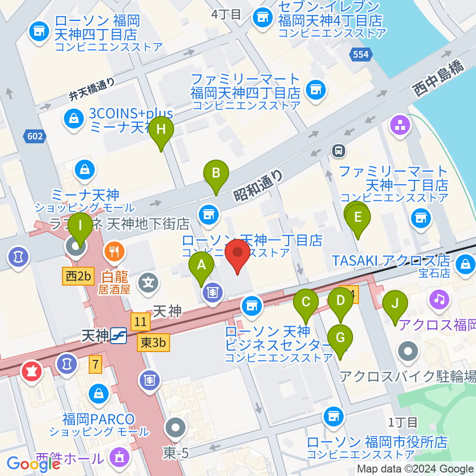 天神センター ヤマハミュージック周辺の駐車場・コインパーキング一覧地図