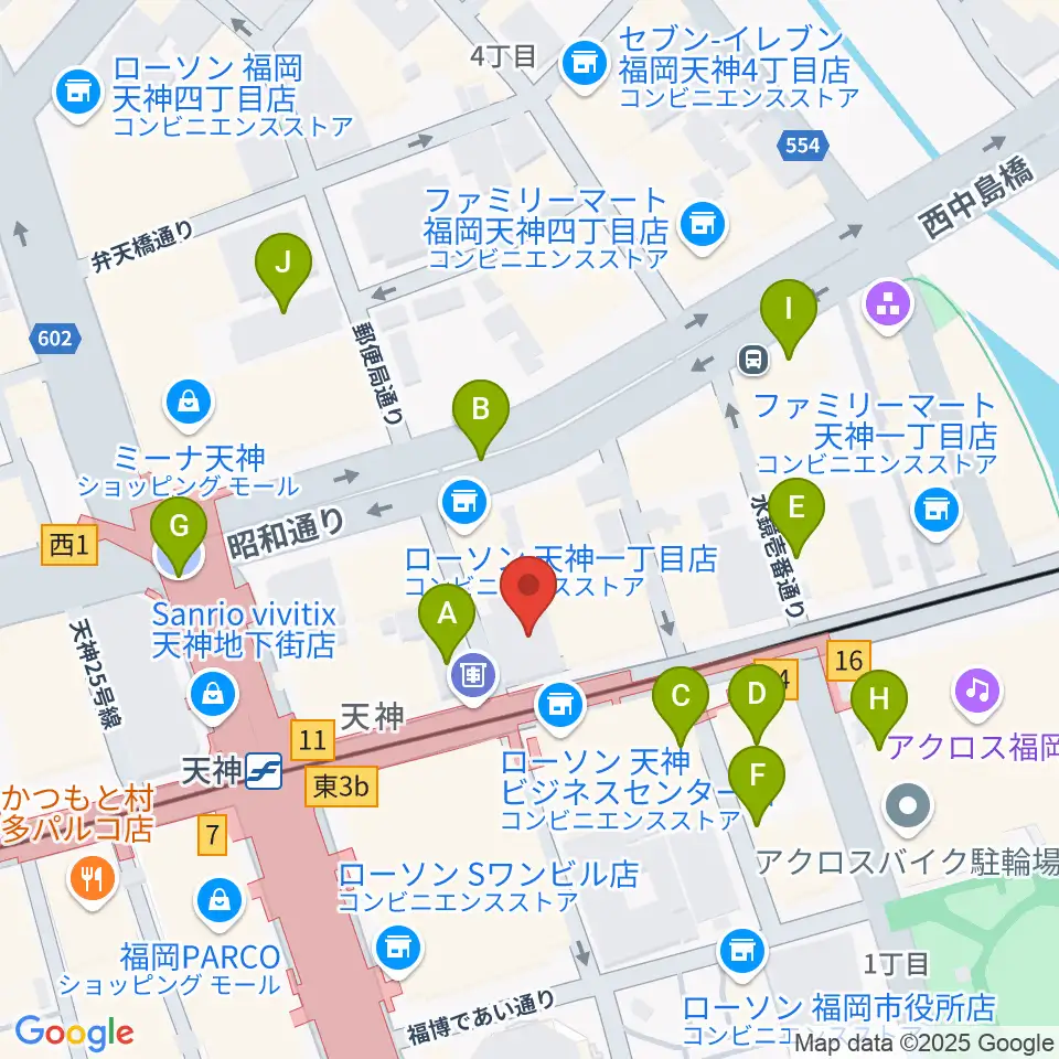 天神センター ヤマハミュージック周辺の駐車場・コインパーキング一覧地図
