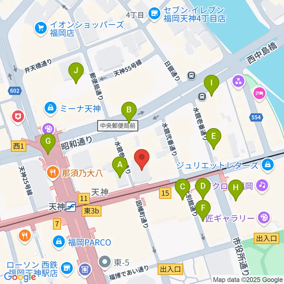 天神センター ヤマハミュージック周辺の駐車場・コインパーキング一覧地図