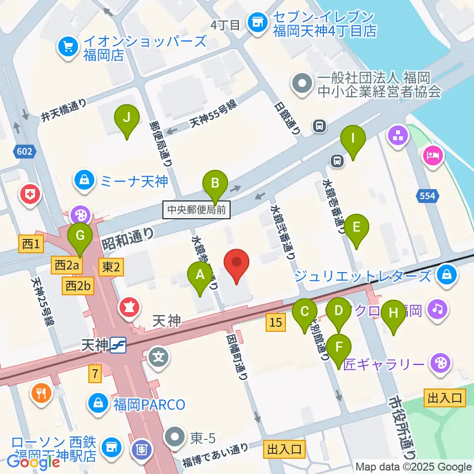 天神センター ヤマハミュージック周辺の駐車場・コインパーキング一覧地図
