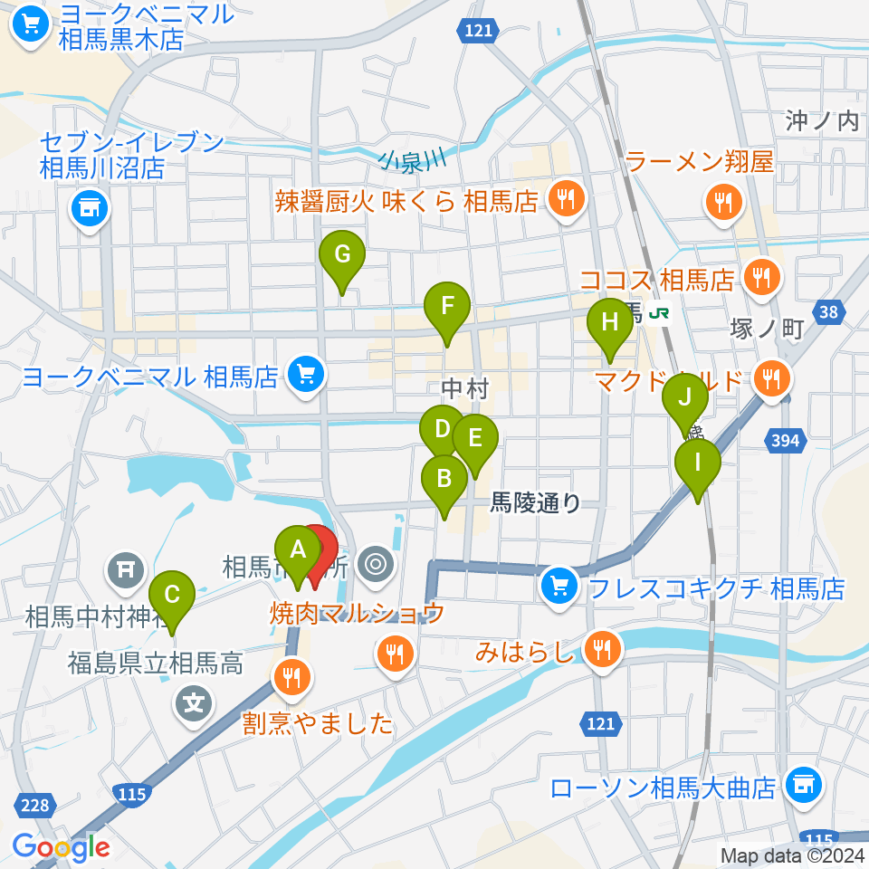 オアシス音楽センター（相馬センター）周辺の駐車場・コインパーキング一覧地図