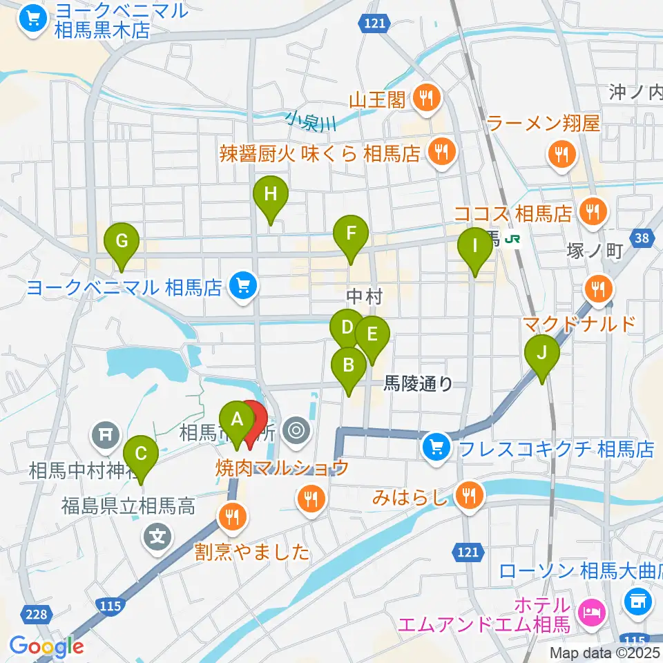 オアシス音楽センター(相馬センター)周辺の駐車場・コインパーキング一覧地図