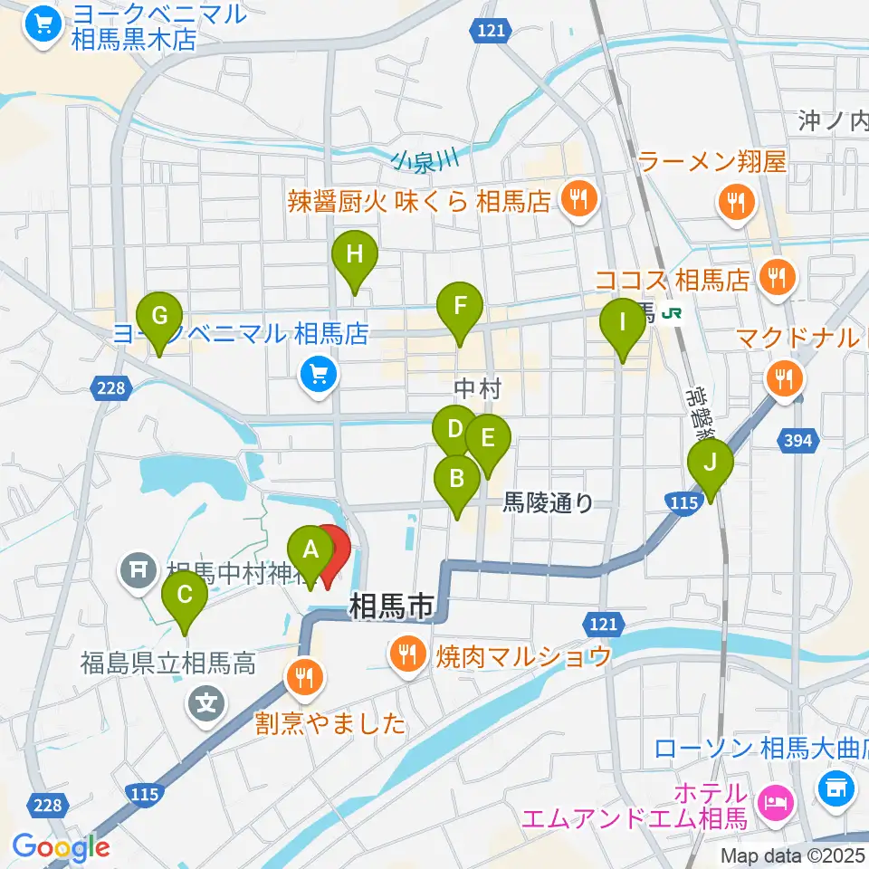 オアシス音楽センター(相馬センター)周辺の駐車場・コインパーキング一覧地図