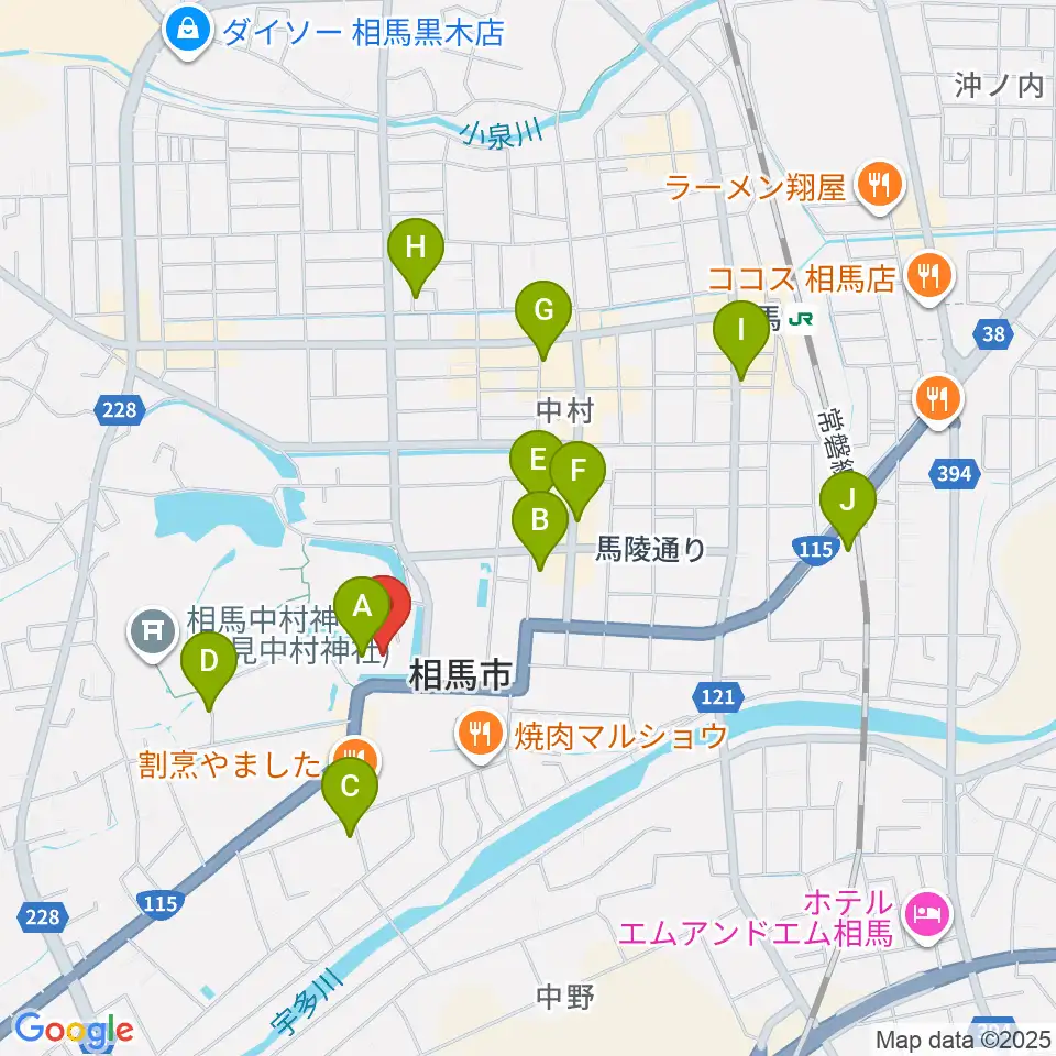 オアシス音楽センター(相馬センター)周辺の駐車場・コインパーキング一覧地図