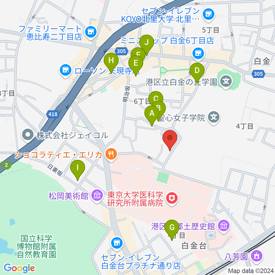 白金ドレミピアノ教室周辺の駐車場・コインパーキング一覧地図