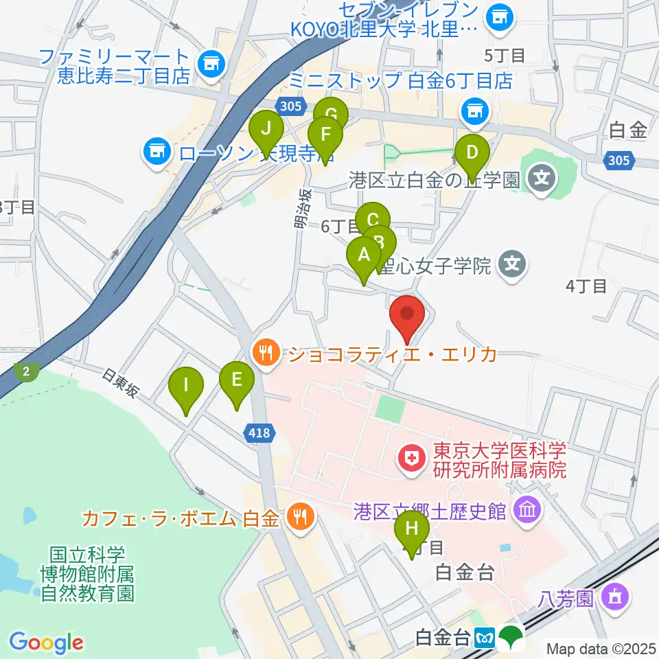 白金ドレミピアノ教室周辺の駐車場・コインパーキング一覧地図