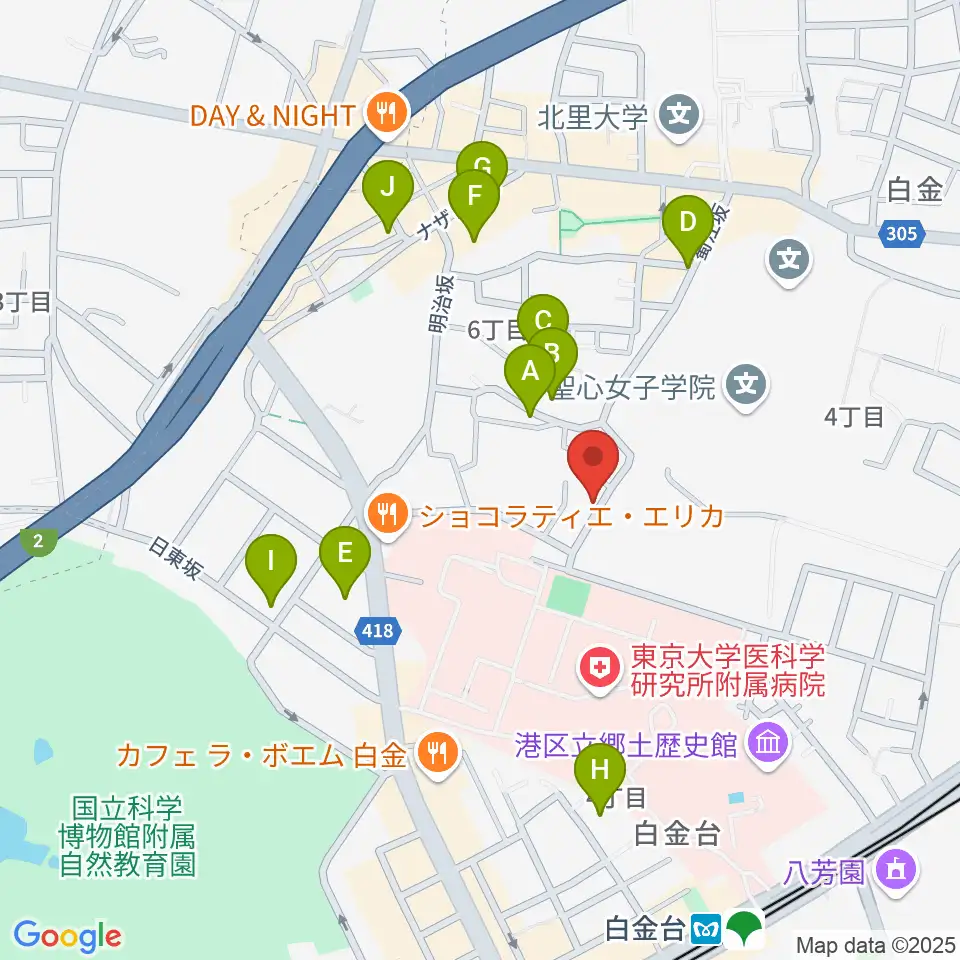 白金ドレミピアノ教室周辺の駐車場・コインパーキング一覧地図
