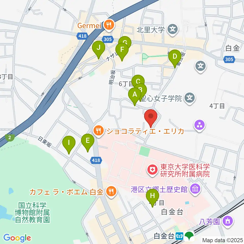 白金ドレミピアノ教室周辺の駐車場・コインパーキング一覧地図