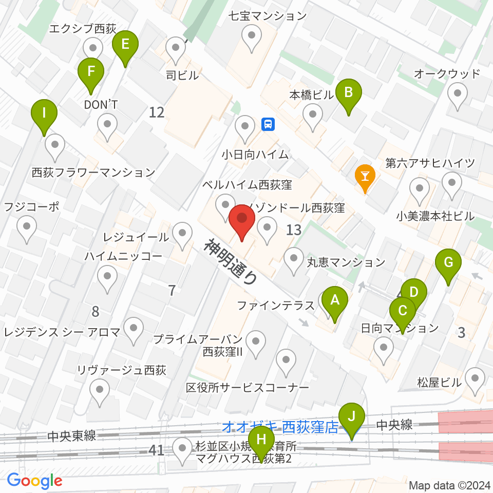 スタジオ・アクセリ周辺の駐車場・コインパーキング一覧地図