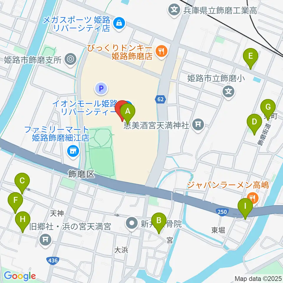 島村楽器 イオンモール姫路リバーシティー店周辺の駐車場・コインパーキング一覧地図