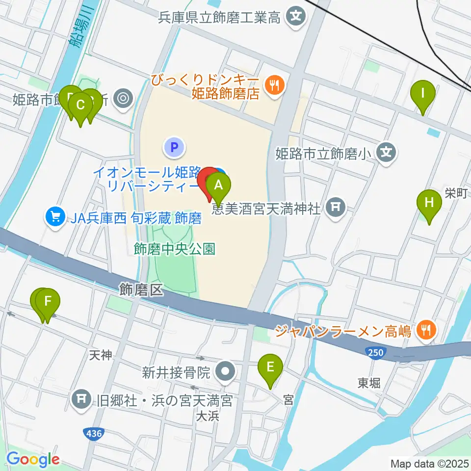 島村楽器 イオンモール姫路リバーシティー店周辺の駐車場・コインパーキング一覧地図