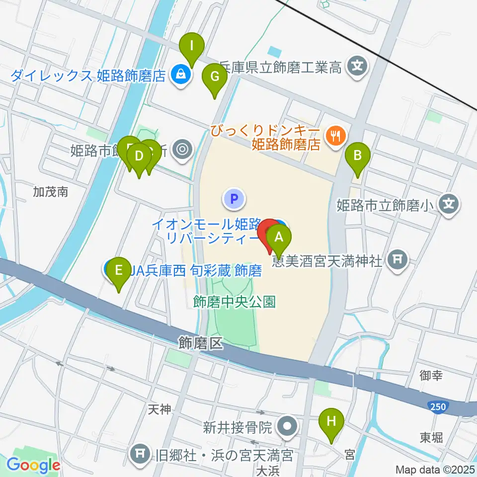 島村楽器 イオンモール姫路リバーシティー店周辺の駐車場・コインパーキング一覧地図