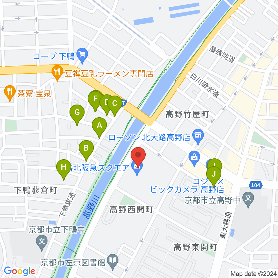 島村楽器 洛北阪急スクエア店周辺の駐車場・コインパーキング一覧地図