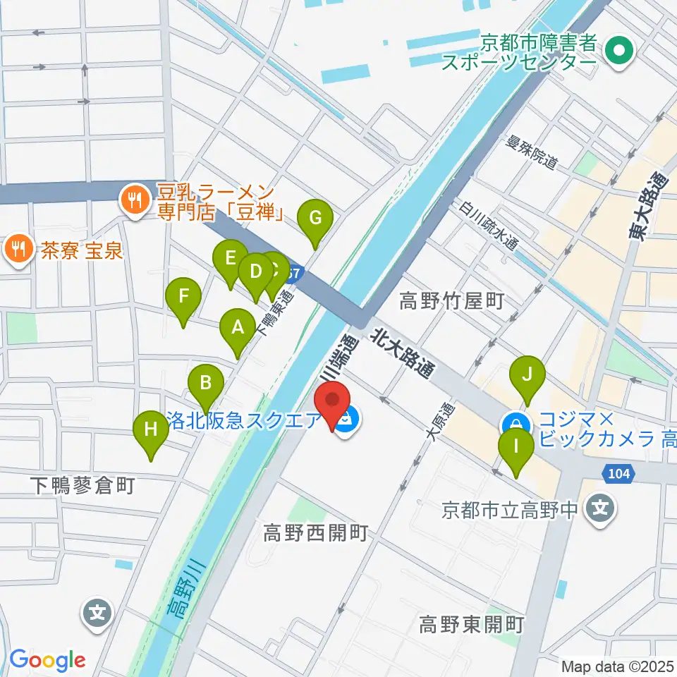 島村楽器 洛北阪急スクエア店周辺の駐車場・コインパーキング一覧地図