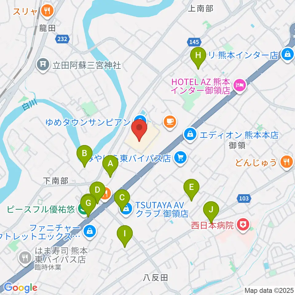 大谷楽器店 サンピアン教室周辺の駐車場・コインパーキング一覧地図