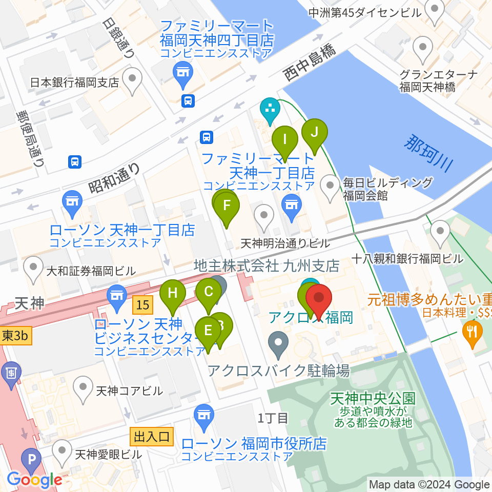 ヤマハミュージック 福岡店周辺の駐車場・コインパーキング一覧地図
