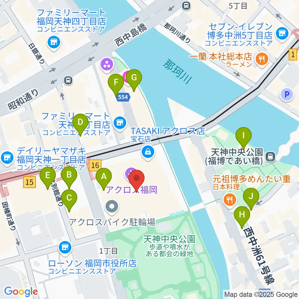 ヤマハミュージック 福岡店周辺の駐車場・コインパーキング一覧地図