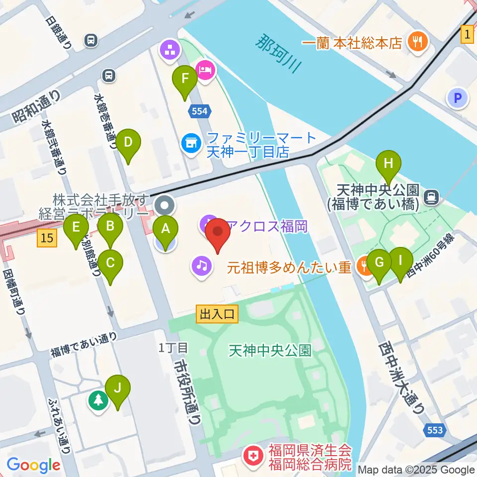 ヤマハミュージック 福岡店周辺の駐車場・コインパーキング一覧地図