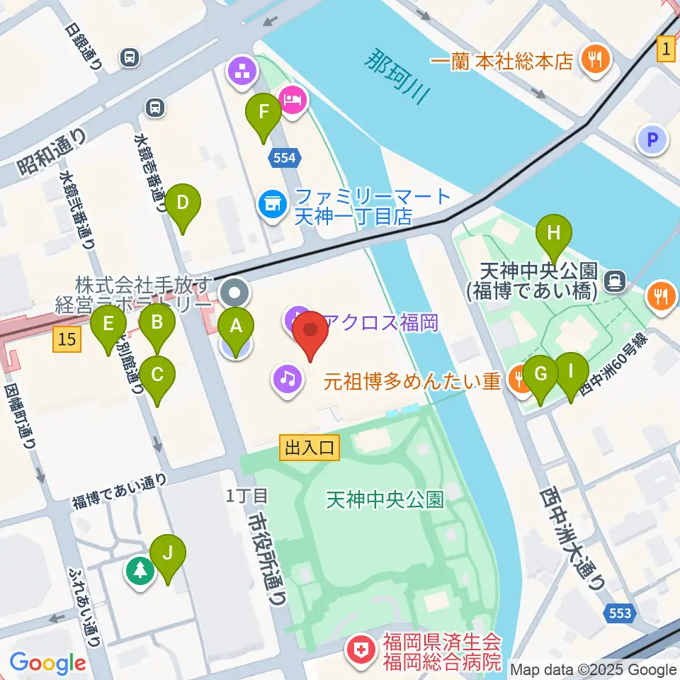 ヤマハミュージック 福岡店周辺の駐車場・コインパーキング一覧地図
