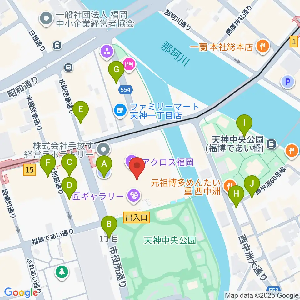 ヤマハミュージック 福岡店周辺の駐車場・コインパーキング一覧地図