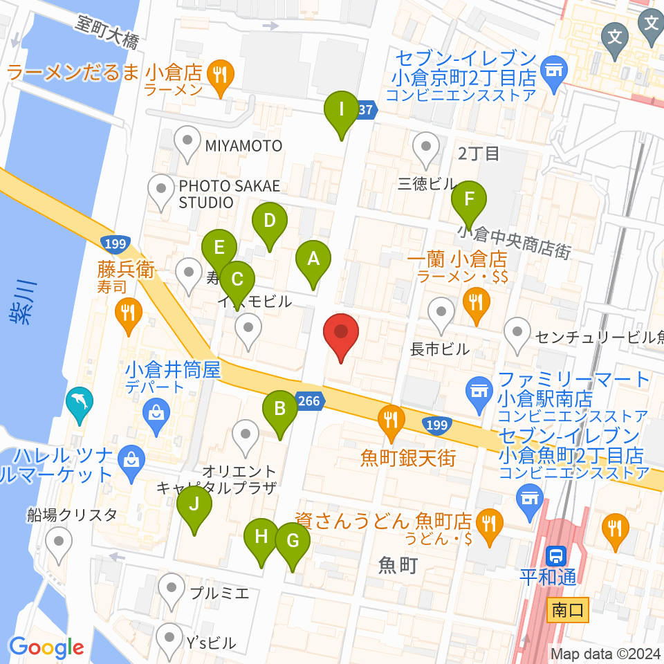 ミュージックストアナガト小倉店周辺の駐車場・コインパーキング一覧地図