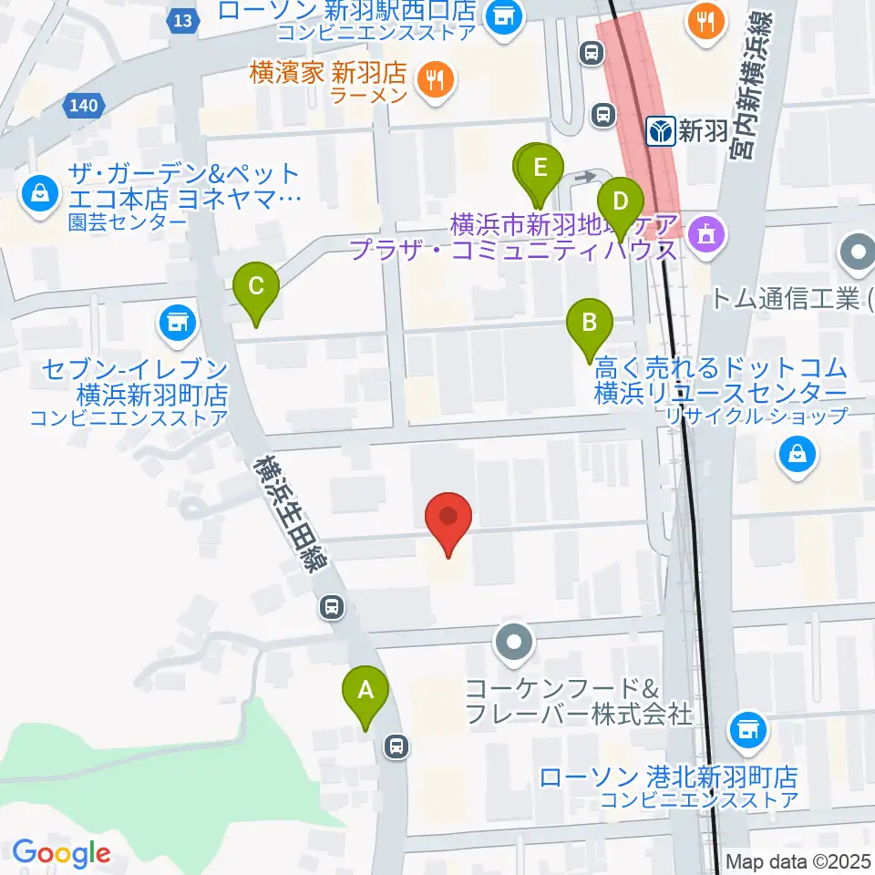 ヤマハピアノサービス横浜センター周辺の駐車場・コインパーキング一覧地図