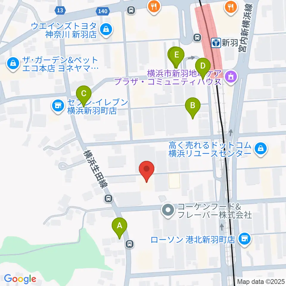 ヤマハピアノサービス横浜センター周辺の駐車場・コインパーキング一覧地図