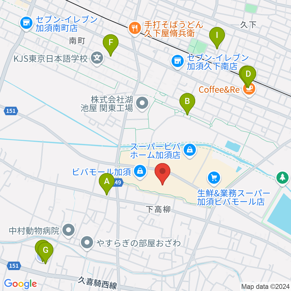 昭和楽器 ビバモール加須センター周辺の駐車場・コインパーキング一覧地図