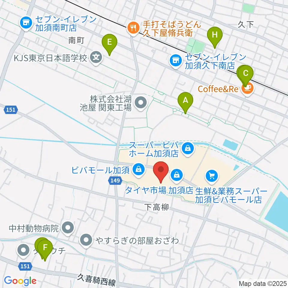 昭和楽器 ビバモール加須センター周辺の駐車場・コインパーキング一覧地図