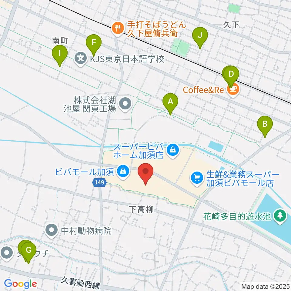 昭和楽器 ビバモール加須センター周辺の駐車場・コインパーキング一覧地図