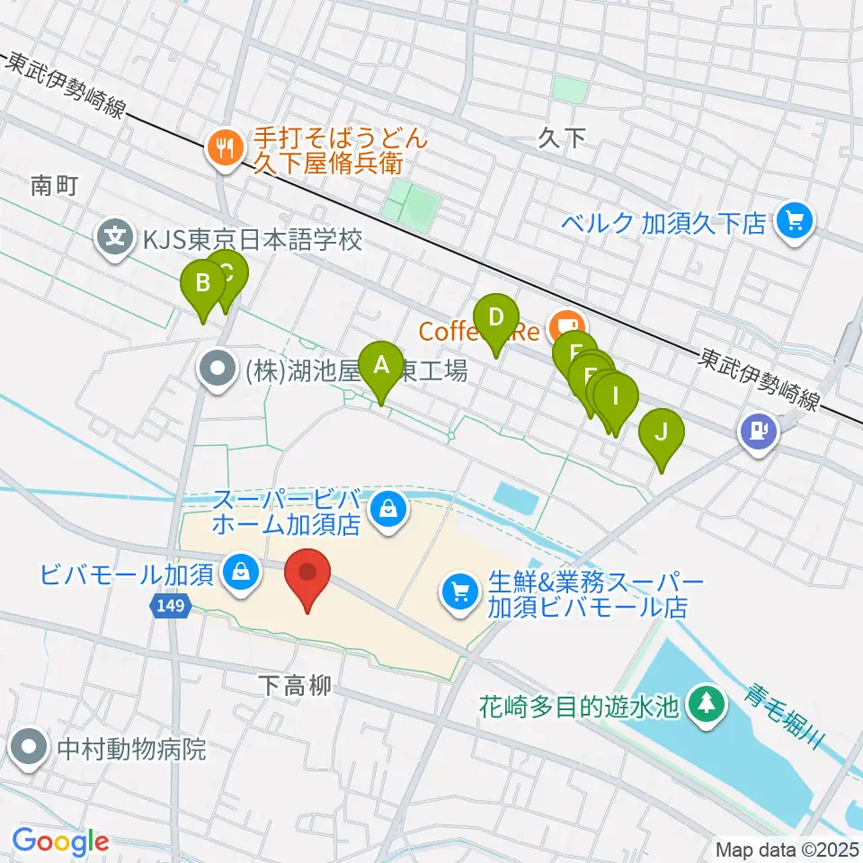 昭和楽器 ビバモール加須センター周辺の駐車場・コインパーキング一覧地図