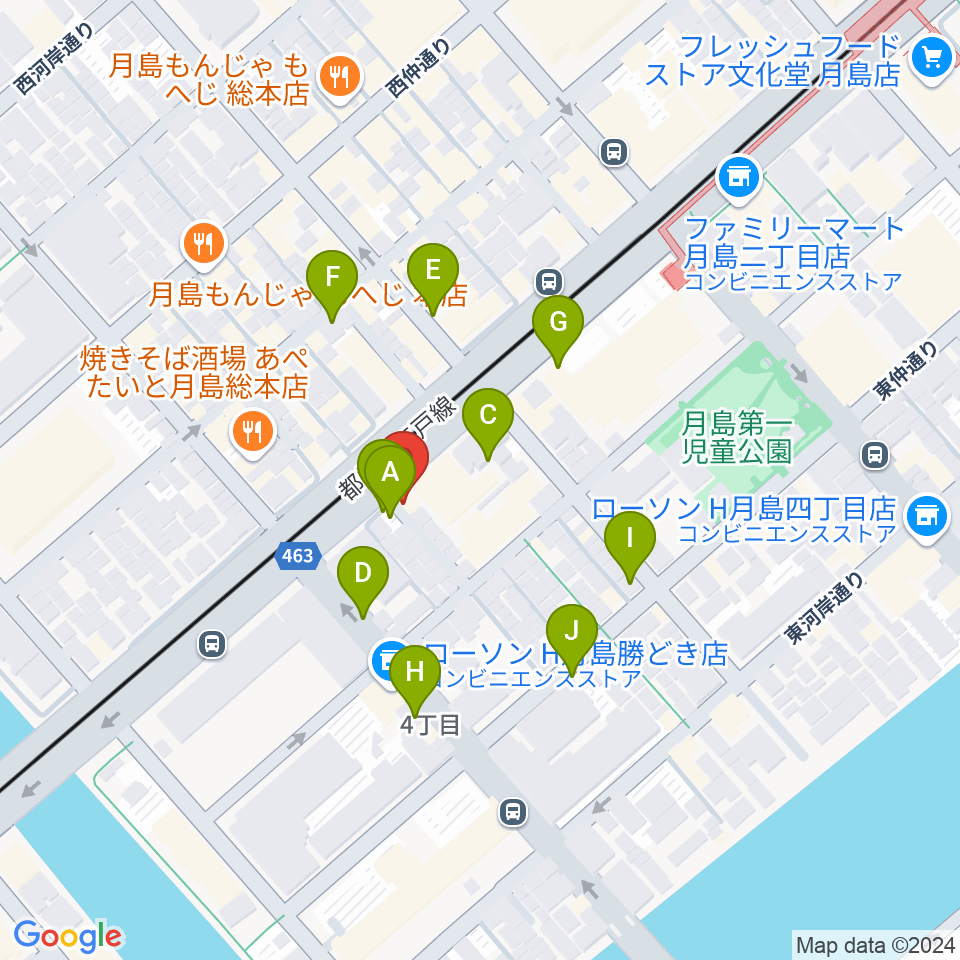 月島リトミックダンススタジオG&S周辺の駐車場・コインパーキング一覧地図