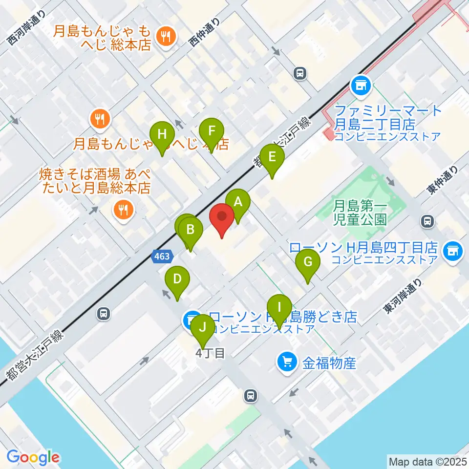 月島リトミックダンススタジオG&S周辺の駐車場・コインパーキング一覧地図