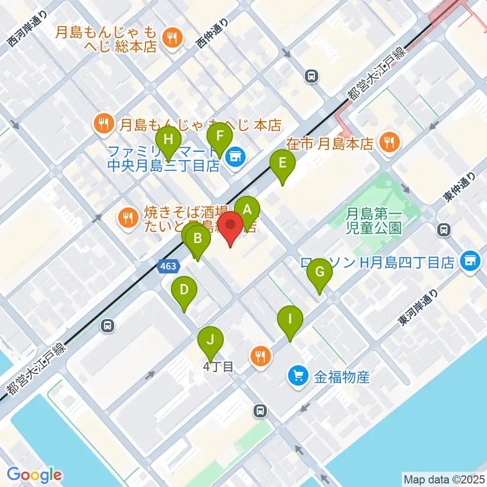 月島リトミックダンススタジオG&S周辺の駐車場・コインパーキング一覧地図